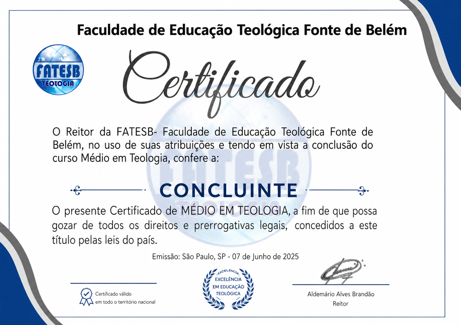 Certificado da FATESB